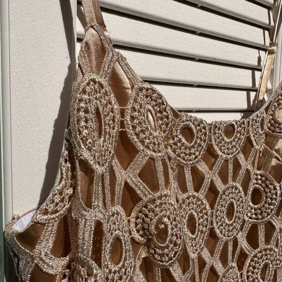 Lilly Pulitzer Beth Lace Slip Dress Metallic Gold - Picture 3 of 5